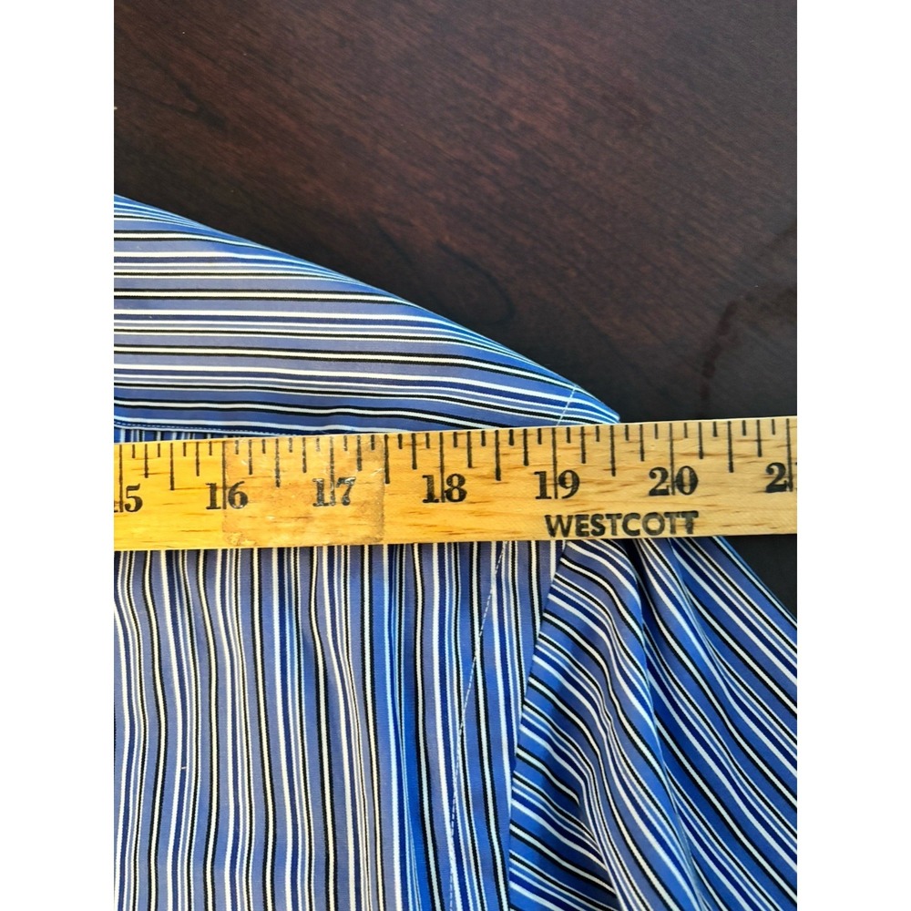 Ralph Lauren Shirt Mens Large Blue Striped Classic Fit Button Up Long/Sl Pony - Picture 7 of 8